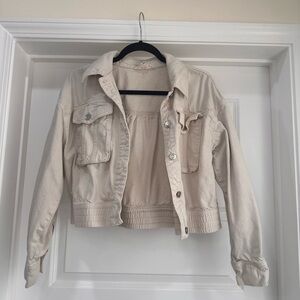 White Jean 100% Cotton Cropped Jacket- Nurture by Westbound- Size M
